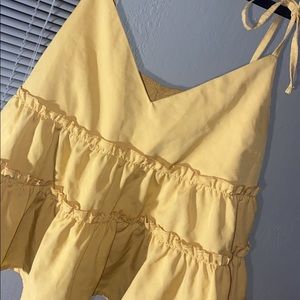 Yellow Tied Strap Tank Top.